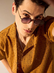 Mustard Orange Sunburn Mirage Shiffli Cut Shirt