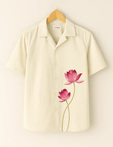 Serene Lotus Design Printed Half Sleeve Shirt GenZ Edition
