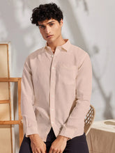 Solid Apricot Cream Premium Cotton Casual Full Sleeve Shirt for Men