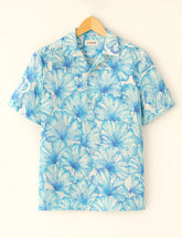 Sky Blue Hibiscus Printed Half Sleeve Shirt GenZ Edition