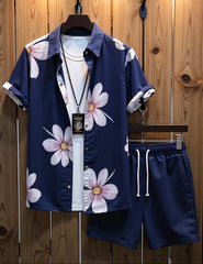 Men's Summer Floral Hawaiian Shirt & Shorts Set – Casual Beachwear Outfit