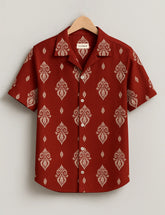Royal Vibe Maroon Printed Half Sleeve Shirt GenZ Edition