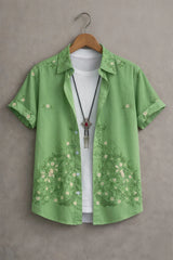 Men’s Premium Light Green Floral Shirt