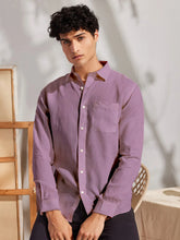 Solid Purple Premium Cotton Casual Full Sleeve Shirt for Men