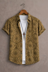 Men’s Golden Mandala Print Shirt