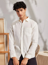 Solid White Premium Cotton Casual Full Sleeve Shirt for Men