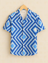 Blue Diamond Pattern Resort Fit Men’s Half Sleeve Shirt GenZ Edition