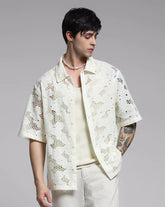 Honeycomb Nest Pattern New Arrival Shiffli Cotton Shirt
