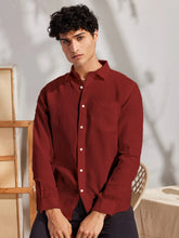 Solid Maroon Premium Cotton Casual Full Sleeve Shirt for Men