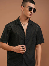 Dam Black Mirage Textured Trending Shiffli Shirt