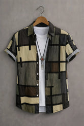 Men’s Abstract Block Pattern Printed Shirt