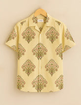 Cultural Bloom Beige Half Sleeve Shirt GenZ Edition