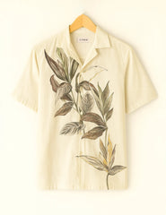 Nature Canvas Beige Printed Half Sleeve Shirt GenZ Edition