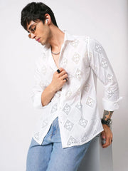 Pearl Horizon Textured Full Sleeve Shiffli Shirt