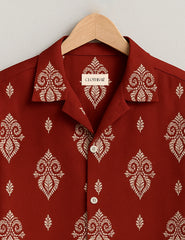 Royal Vibe Maroon Printed Half Sleeve Shirt GenZ Edition