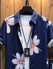 Men's Summer Floral Hawaiian Shirt & Shorts Set – Casual Beachwear Outfit