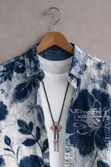 Men’s Premium Blue Floral Printed Shirt