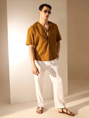 Mustard Orange Sunburn Mirage Shiffli Cut Shirt