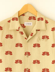 Desi Lotus Beige Printed Half Sleeve Shirt GenZ Edition