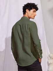 Solid Light Dark Green Premium Cotton Casual Full Sleeve Shirt for Men