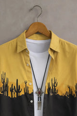Men’s Yellow & Black Desert Cactus Printed Shirt