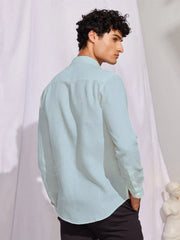 Solid Sky Blue Premium Cotton Casual Full Sleeve Shirt for Men