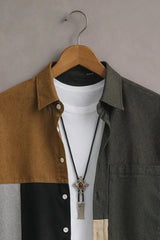 Men’s Color Block Patchwork Shirt