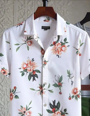 Men's Floral Print Shirt & Green Shorts Set – Casual Summer Vacation Outfit