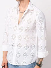 Pearl Horizon Textured Full Sleeve Shiffli Shirt