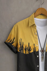 Men’s Yellow & Black Desert Cactus Printed Shirt