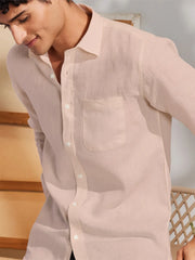 Solid Apricot Cream Premium Cotton Casual Full Sleeve Shirt for Men