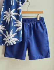 Men's Blue Palm Tree Print Shirt & Shorts Set – Tropical Summer Beachwear