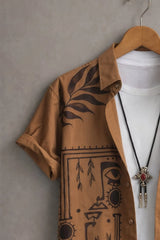 Men’s Brown Tribal Art Printed Shirt