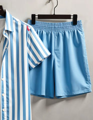 Men's Flamingo Print & Striped Shirt with Shorts Set – Fun Tropical Summer Outfit