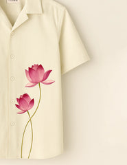 Serene Lotus Design Printed Half Sleeve Shirt GenZ Edition