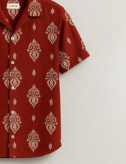 Royal Vibe Maroon Printed Half Sleeve Shirt GenZ Edition