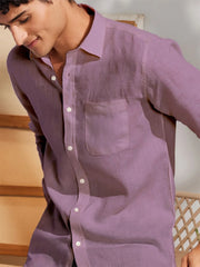 Solid Purple Premium Cotton Casual Full Sleeve Shirt for Men