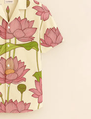 Pastel Cream Lotus Men’s Half Sleeve Shirt GenZ Edition