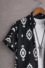 Men’s Black Tribal Geometric Printed Shirt