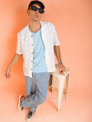 White Zenith Patterned Latest Shiffli Shirt