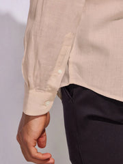 Solid Apricot Cream Premium Cotton Casual Full Sleeve Shirt for Men