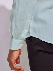 Solid Sky Blue Premium Cotton Casual Full Sleeve Shirt for Men