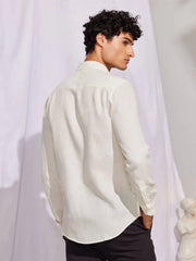 Solid White Premium Cotton Casual Full Sleeve Shirt for Men