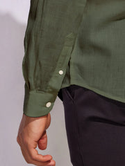 Solid Light Dark Green Premium Cotton Casual Full Sleeve Shirt for Men