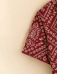 Maroon Floral Diamond Print Men’s Half Sleeve Shirt GenZ Edition