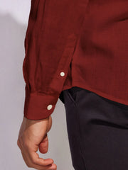 Solid Maroon Premium Cotton Casual Full Sleeve Shirt for Men