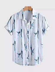 Blue Design Men's Shirt Half Sleeves Exclusive Summer Edition