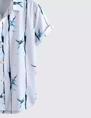 Blue Design Men's Shirt Half Sleeves Exclusive Summer Edition