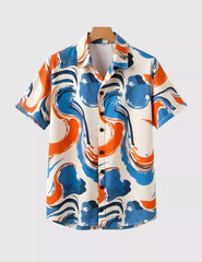 Summer Color Mix Pattern Men's Shirt Half Sleeves Exclusive Summer Edition