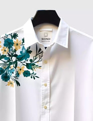 Flower on Corner Men's Shirt Half Sleeves Exclusive Summer Edition